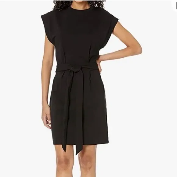 Vince Black Tie Waist Mini Dress | Size L - Picture 2 of 9